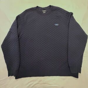 LL Bean Navy Blue Quilted Crewneck Sweatshirt XXL